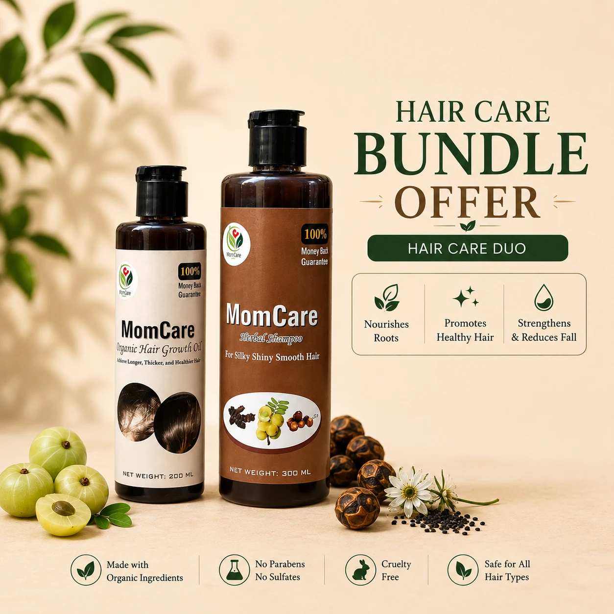 MomCare Herbal Shamoo + Hair Growth Oil Combo Deal - Image 2