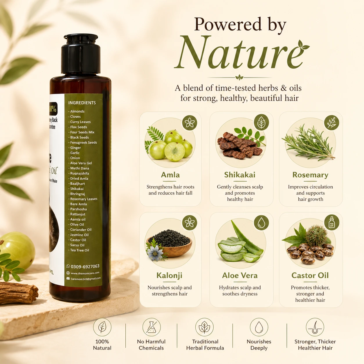 MomCare Hair Growth Oil (200ml) - Image 2